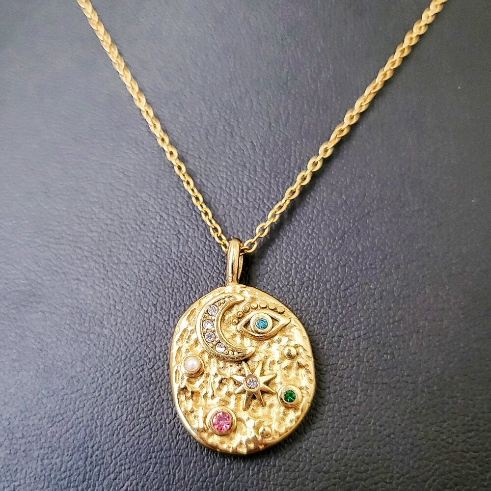Protective Gold Evil Eye Necklace - Celestial Sky Pendant